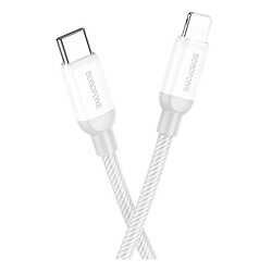 USB кабель Borofone BX68 Apple iPhone SE 2022 / iPhone 14 Pro Max / iPhone 14 Plus / iPhone 14 Pro / iPhone 14 / iPhone 13 Pro / iPhone 13 Mini / iPhone 13 / iPhone 13 Pro Max / iPhone 12 Mini / iPhone 12 Pro Max, Lightning, 1.0 м., Серебряный