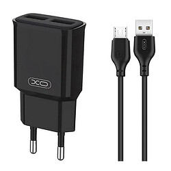 МЗП XO L92C, MicroUSB, З кабелем, 2.4 A, Чорний