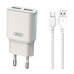 СЗУ XO L92C, С кабелем, MicroUSB, 2.4 A, Белый