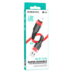 USB кабель Borofone BU35 Apple iPhone SE 2022 / iPhone 14 Pro Max / iPhone 14 Plus / iPhone 14 Pro / iPhone 14 / iPhone 13 Pro / iPhone 13 Mini / iPhone 13 / iPhone 13 Pro Max / iPhone 12 Mini / iPhone 12 Pro Max, Lightning, 1.0 м., Красный - № 3