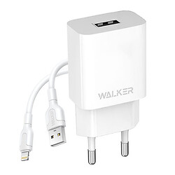 СЗУ Walker WH-26 Apple iPhone SE 2022 / iPhone 14 Pro Max / iPhone 14 Plus / iPhone 14 Pro / iPhone 14 / iPhone 13 Pro / iPhone 13 Mini / iPhone 13 / iPhone 13 Pro Max / iPhone 12 Mini / iPhone 12 Pro Max, С кабелем, Lightning, 2.1 A, Белый