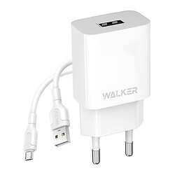 МЗП Walker WH-26, MicroUSB, З кабелем, 2.1 A, Білий