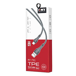 USB кабель EMY MY-741, Type-C, 1.0 м., Сірий