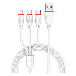 USB кабель Borofone BX17 Apple iPhone SE 2022 / iPhone 14 Pro Max / iPhone 14 Plus / iPhone 14 Pro / iPhone 14 / iPhone 13 Pro / iPhone 13 Mini / iPhone 13 / iPhone 13 Pro Max / iPhone 12 Mini, Lightning, Type-C, MicroUSB, 1.0 м., Білий
