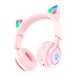 Bluetooth-гарнитура Hoco W39 Cat, Стерео, Розовый