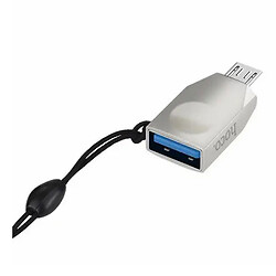 Адаптер Hoco UA10, MicroUSB, USB, Серый