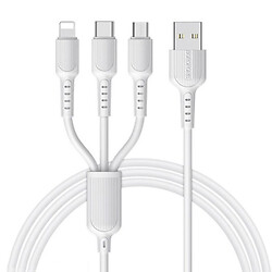 USB кабель Borofone BX16 Apple iPhone SE 2022 / iPhone 14 Pro Max / iPhone 14 Plus / iPhone 14 Pro / iPhone 14 / iPhone 12 Mini / iPhone 12 Pro Max / iPhone 12 Pro / iPhone 12 / iPhone SE 2020, Lightning, Type-C, MicroUSB, 1.0 м., Белый