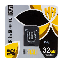 Карта памяти Hi-Rali MicroSDHC UHS-1, 32 Гб., Черный