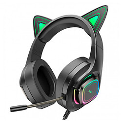 Навушники Hoco W107 Cute Cat Ear, З мікрофоном, Зелений