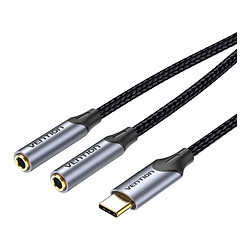 USB кабель Vention BGNHY, Type-C, 3,5 мм., 0.6 м., Чорний