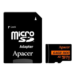 Карта памяти Apacer MicroSDXC UHS-I U3, 64 Гб.