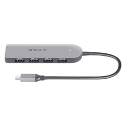 USB Hub REAL-EL CQ-415, Type-C, Серый