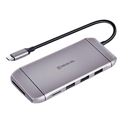 USB Hub REAL-EL CQ-900, Type-C, Серый