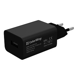 СЗУ ColorWay CHS012, С кабелем, Type-C, 2.0 A, Черный