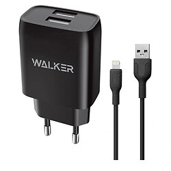 СЗУ Walker WH-31 Apple iPhone 15 Plus / iPhone 15 Pro Max / iPhone 15 / iPhone 15 Pro / iPhone SE 2022 / iPhone 14 Pro Max / iPhone 14 Plus / iPhone 14 Pro / iPhone 14 / iPhone 13 Pro / iPhone 13 Mini / iPhone 13, С кабелем, Lightning, 2.1 A, Черный