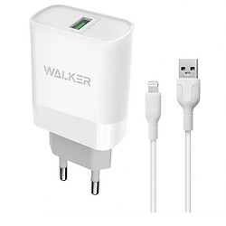 СЗУ Walker WH-35 Apple iPhone 15 Plus / iPhone 15 Pro Max / iPhone 15 / iPhone 15 Pro / iPhone SE 2022 / iPhone 14 Pro Max / iPhone 14 Plus / iPhone 14 Pro / iPhone 14 / iPhone 13 Pro / iPhone 13 Mini / iPhone 13, С кабелем, Lightning, 3.0 A, Белый