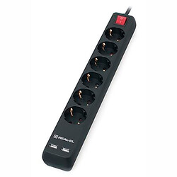 Сетевой удлинитель REAL-EL RS-6 Protect USB, 5.0 м., Черный - № 2