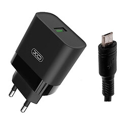 МЗП XO L63, MicroUSB, З кабелем, 2.4 A, Чорний