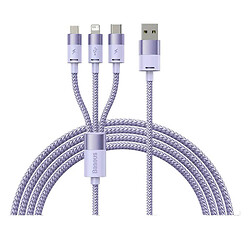 USB кабель Baseus CAXS000005 StarSpeed Apple iPhone SE 2022 / iPhone 14 Pro Max / iPhone 14 Plus / iPhone 14 Pro / iPhone 14 / iPhone 13 Pro / iPhone 13 Mini / iPhone 13 / iPhone 13 Pro Max / iPhone 12 Mini, Lightning, MicroUSB, Type-C, 1.2 м., Фиолетовый