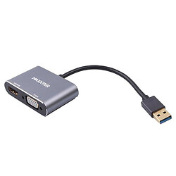 Адаптер Maxxter, HDMI, VGA, USB, Сірий