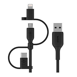 USB кабель Belkin Boost Charge Universal CAC001bt1MBK Apple iPhone SE 2022 / iPhone 14 Pro Max / iPhone 14 Plus / iPhone 14 Pro / iPhone 14 / iPhone 13 Pro / iPhone 13 Mini / iPhone 13 / iPhone 13 Pro Max, Lightning, MicroUSB, Type-C, 1.0 м., Чорний