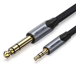 AUX кабель Vention BAUHH, 3,5 мм., 6.35 мм., 2.0 м., Сірий
