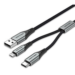 USB кабель Vention CQGHD, MicroUSB, Type-C, 0.5 м., Сірий