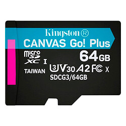 Карта памяти microSDXC KIngston Canvas Go Plus UHS-1 U3, 64 Гб.