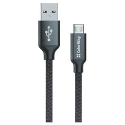 USB кабель ColorWay CBUM002, MicroUSB, 1.0 м., Черный