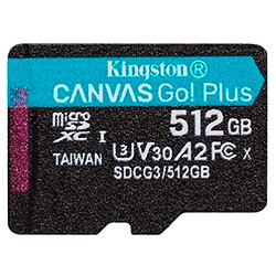 Карта пам'яті microSDXC Kingston Canvas Go Plus UHS-1 U3, 512 Гб.