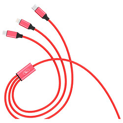 USB кабель SkyDolphin S63E Apple iPhone SE 2022 / iPhone 14 Pro Max / iPhone 14 Plus / iPhone 14 Pro / iPhone 14 / iPhone 13 Pro / iPhone 13 Mini / iPhone 13 / iPhone 13 Pro Max / iPhone 12 Mini, Type-C, Lightning, MicroUSB, 1.2 м., Красный