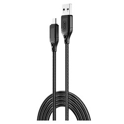 USB кабель XO NB235 Zebra Series, MicroUSB, 1.0 м., Чорний