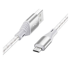 USB кабель Borofone BX96, MicroUSB, 1.0 м., Сірий