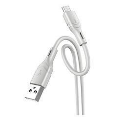 USB кабель Borofone BX99, MicroUSB, 1.0 м., Сірий