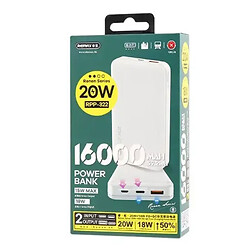 Портативная батарея (Power Bank) REMAX RPP-322 Renen Series, 16000 mAh, Белый