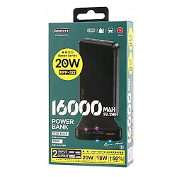 Портативна батарея (Power Bank) REMAX RPP-322 Renen Series, 16000 mAh, Чорний