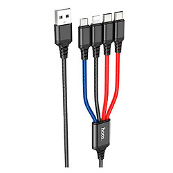 USB кабель Hoco X76 Apple iPhone 15 Plus / iPhone 15 Pro Max / iPhone 15 / iPhone 15 Pro / iPhone SE 2022 / iPhone 14 Pro Max / iPhone 14 Plus / iPhone 14 Pro / iPhone 14 / iPhone 13 Pro / iPhone 13 Mini, Type-C, Lightning, MicroUSB, 1.0 м., Чорний