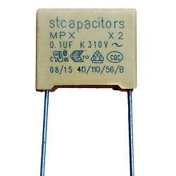 Конденсатор плівковий MPX 100nF 310V K (+/-10%), P = 15mm, 8,5x14,5x18mm (STX2104-31L15-Stcapasitor), 100 нф, 310 В