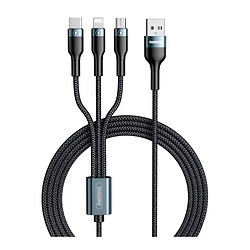 USB кабель Remax RC-186th Speed Combo Apple iPhone 15 Plus / iPhone 15 Pro Max / iPhone 15 / iPhone 15 Pro / iPhone SE 2022 / iPhone 14 Pro Max / iPhone 14 Plus / iPhone 14 Pro / iPhone 14 / iPhone 13 Pro, Lightning, MicroUSB, Type-C, 1.2 м., Черный