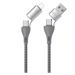 USB кабель WK WDC-112, Lightning, Type-C, 1.0 м., Срібний