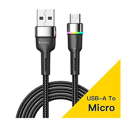 USB кабель Essager EXCM-XCDA01 Colorful LED, MicroUSB, 2.0 м., Черный