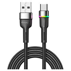 USB кабель Essager EXCT-XCD01 Colorful LED, Type-C, 1.0 м., Черный
