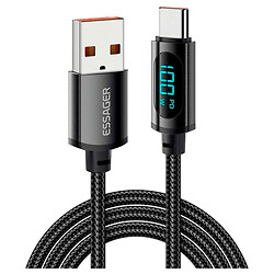 USB кабель Essager EXCT-XYA01-P Enjoy LED, Type-C, 2.0 м., Чорний