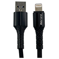 USB кабель Mibrand MI-32 Nylon Charging Line Apple iPhone SE 2022 / iPhone 14 Pro Max / iPhone 14 Plus / iPhone 14 Pro / iPhone 14 / iPhone 13 Pro / iPhone 13 Mini / iPhone 13 / iPhone 13 Pro Max / iPhone 12 Mini, Lightning, 0.5 м., Чорний
