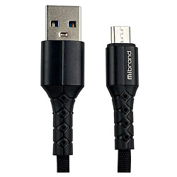 USB кабель Mibrand MI-32 Nylon Charging Line, MicroUSB, 0.5 м., Чорний