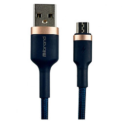 USB кабель Mibrand MI-71 Metal Braided Cable, MicroUSB, 1.0 м., Синій