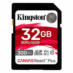 Карта памяти Kingston Canvas React Plus V90 SDHC UHS-II U3, 32 Гб.