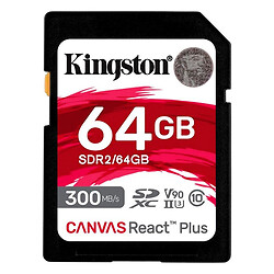 Карта памяти Kingston Canvas React Plus V90 SDHC UHS-II U3, 64 Гб.