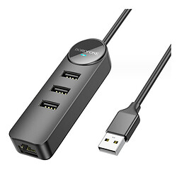 USB Hub Borofone DH6 Erudite, 0.2 м., Чорний
