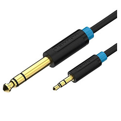 AUX кабель Vention BABBH, 2.0 м., 3.5 мм., 6.35 мм., Черный